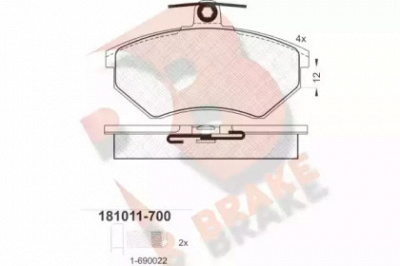 R BRAKE rb1011700 -  Комплект тормозных колодок, дисковый тормоз